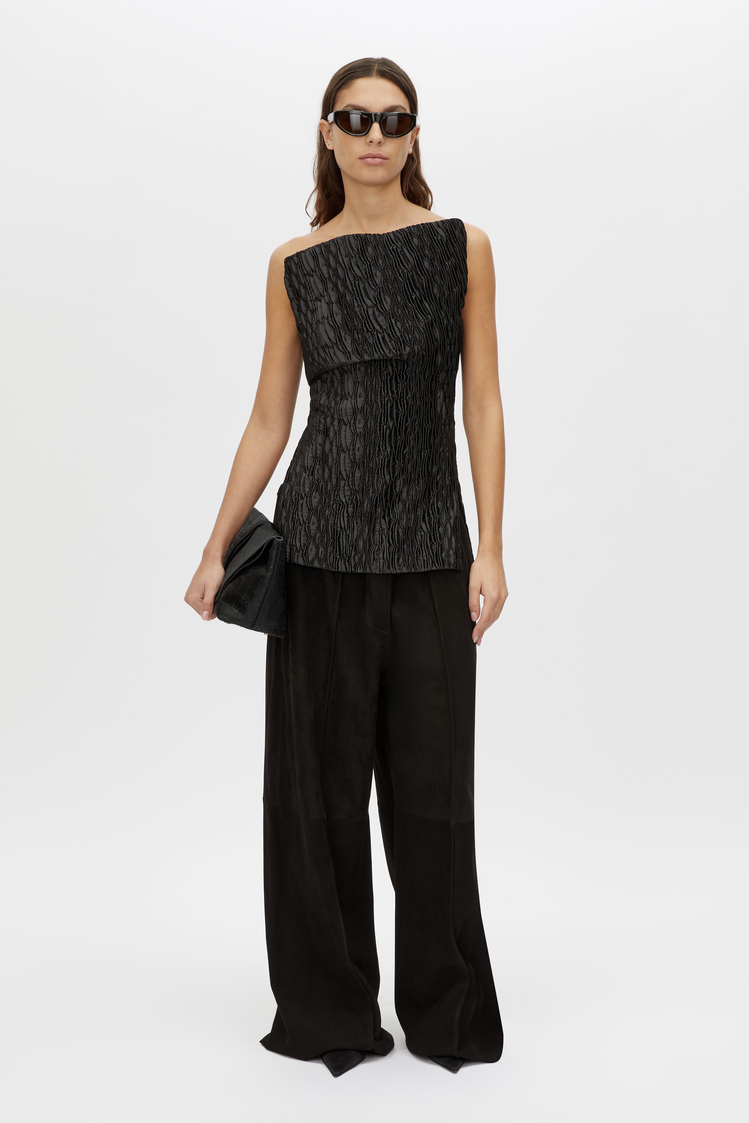 Vance Leather Pant - CAMILLA AND MARC Vance elasticated suede leather pant in black