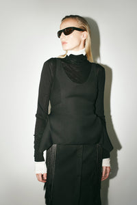 Styled view CAMILLA AND MARC Zaman Top in Black with a structured sleeveless design and detachable hem fringe.