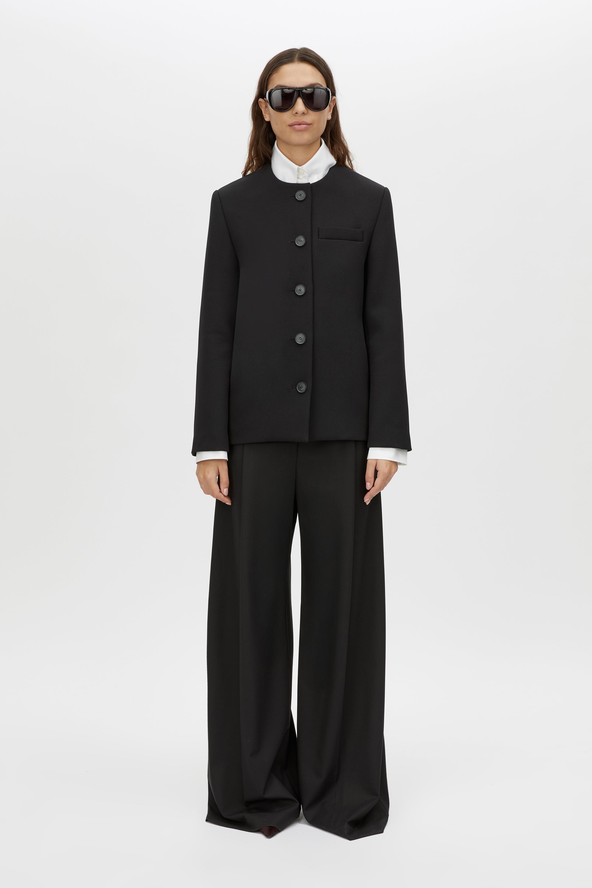 San Fitted Collarless Jacket