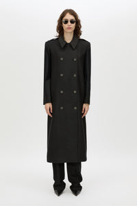 Ryder Coat - CAMILLA AND MARC Ryder double breasted black coat with contrast leather collar