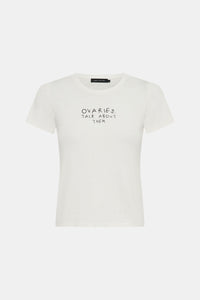Ghost View - CAMILLA AND MARC 'Ovaries. Talk About Them.' Cotton Slim Tee in Soft White.