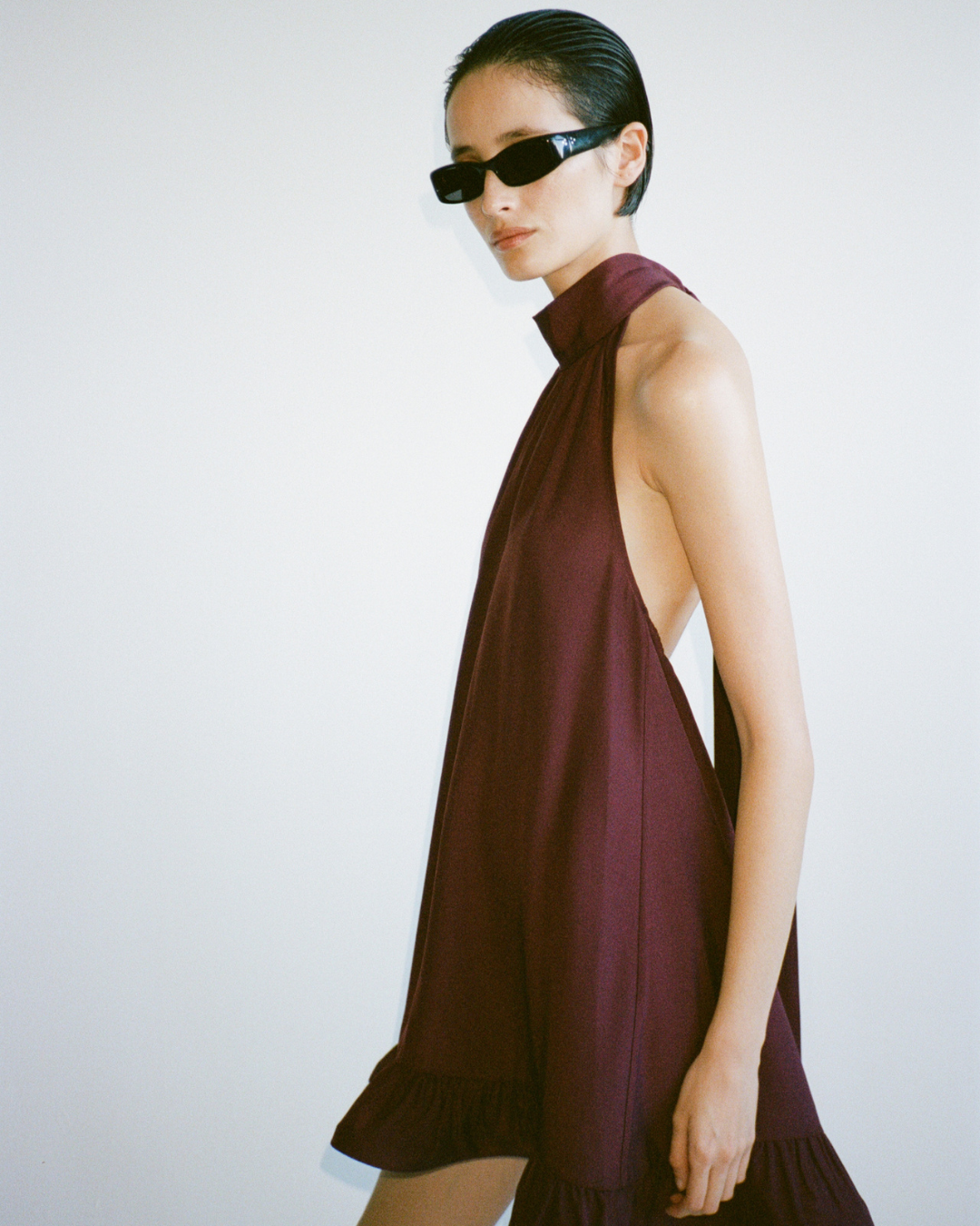 CAMILLA AND MARC PF26 Elsen Halter Mini Dress in Burgundy