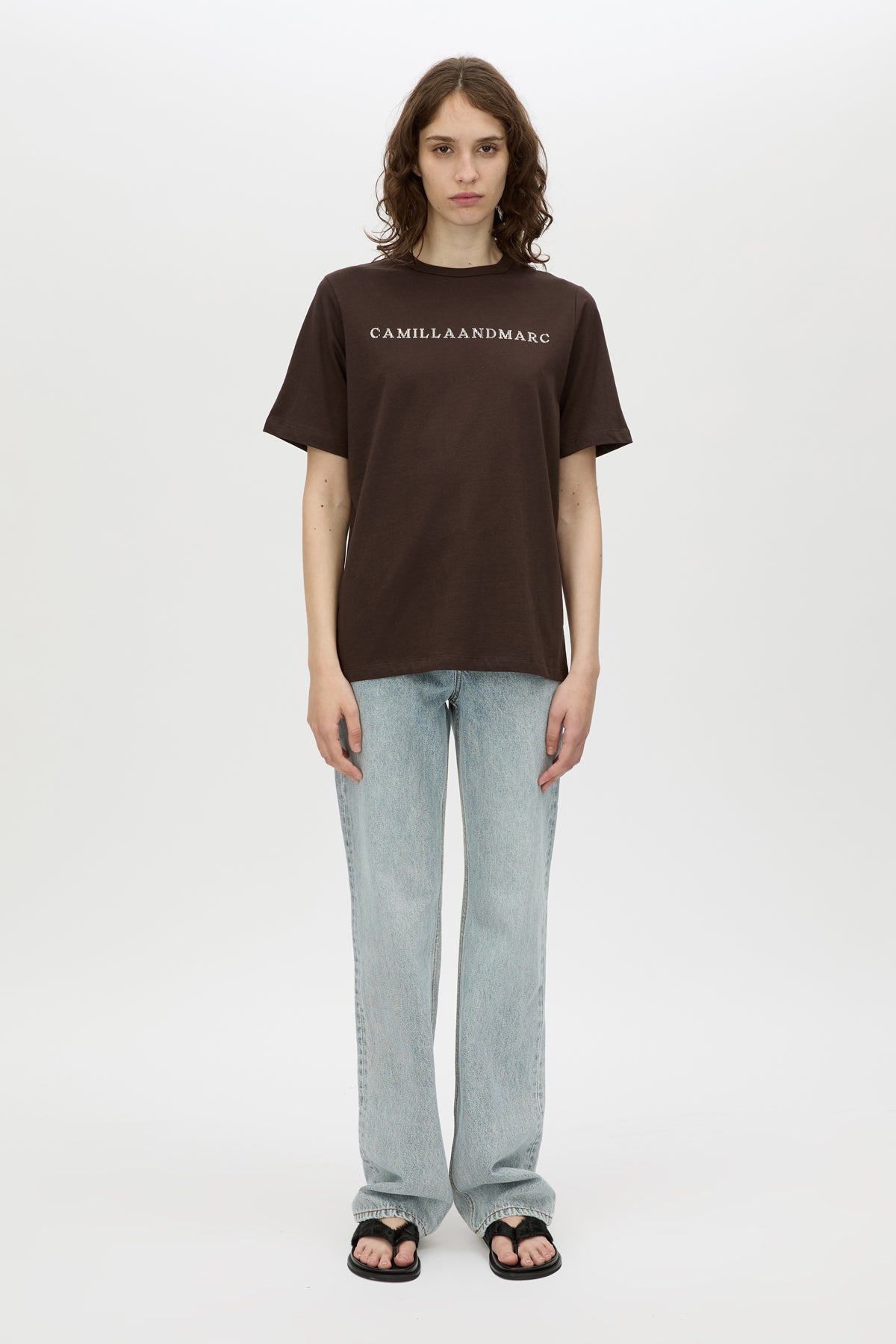 Athea Tee - CAMILLA AND MARC Athea short sleeve monogram tee in espresso brown