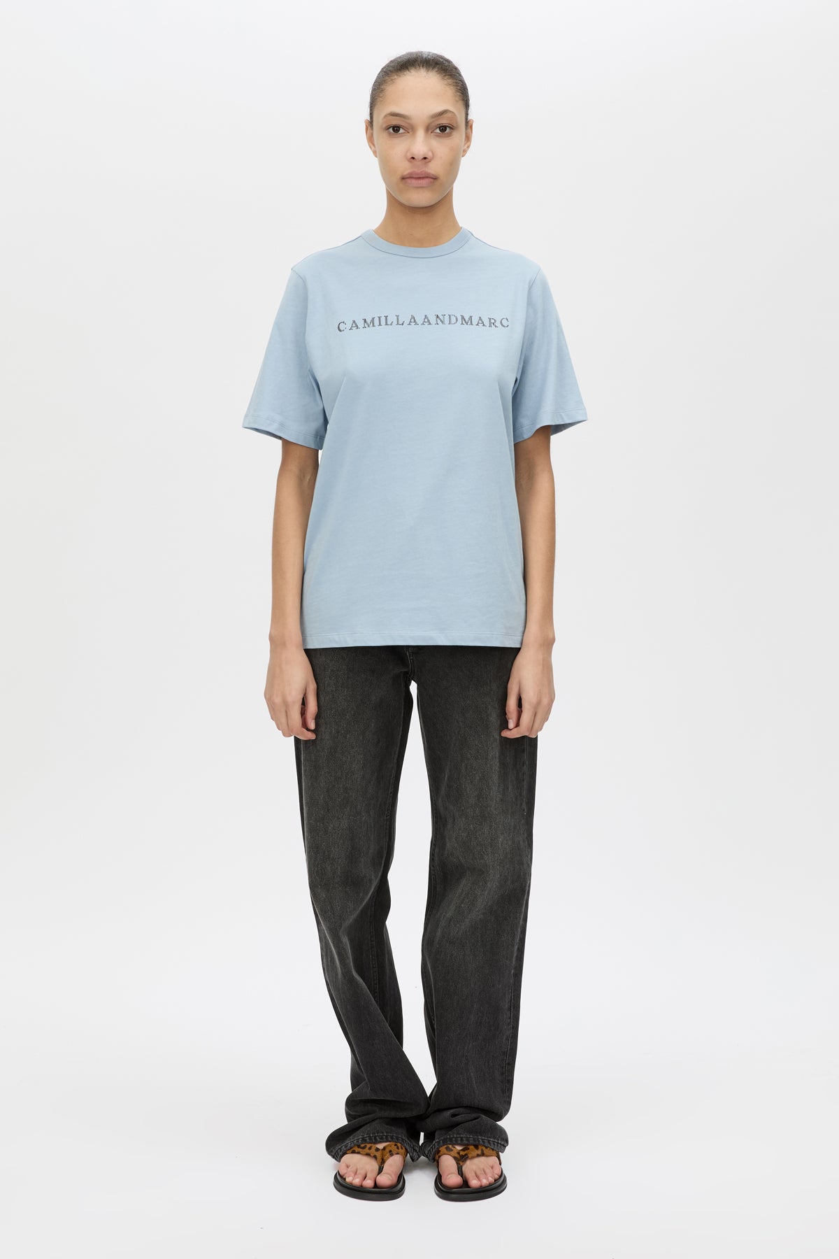 Athea Tee - CAMILLA AND MARC Athea short sleeve monogram tee in sky blue