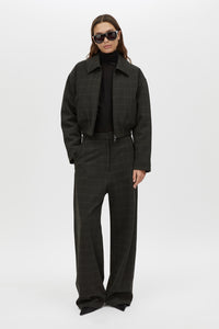 Casio Pant - CAMILLA AND MARC Casio drop crotch check pant in charcoal grey