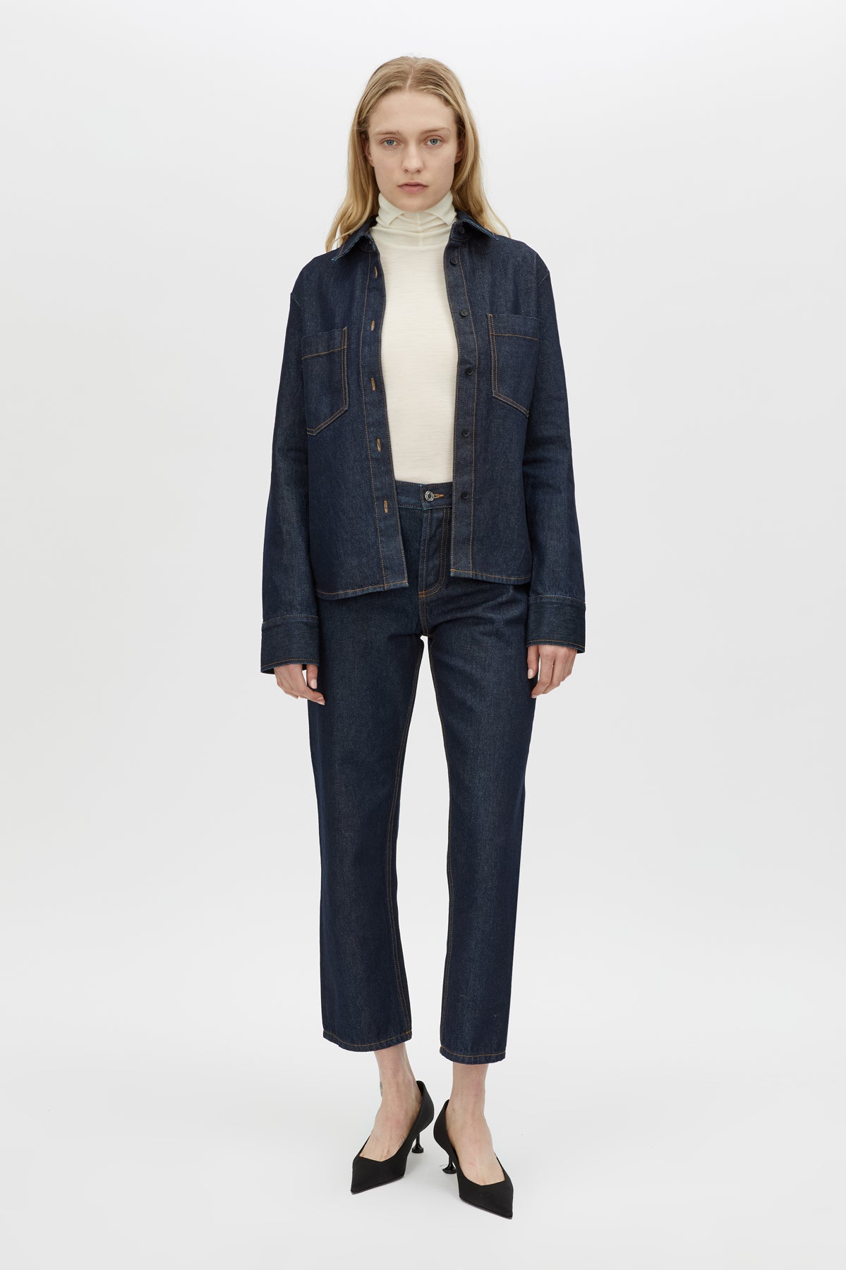 Elian Denim Shirt - CAMILLA AND MARC Elian slim indigo blue denim shirt with patch pockets