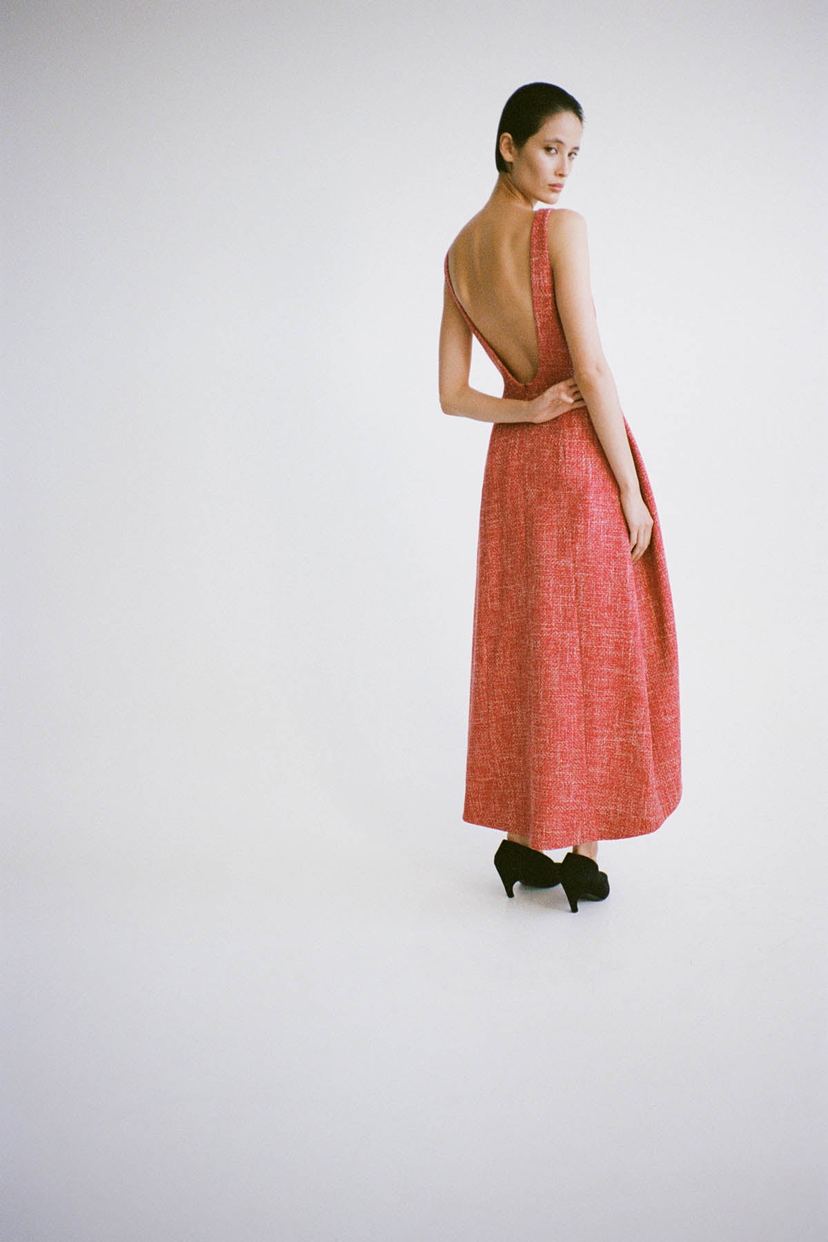 Carmine Scoop Back Midi Dress