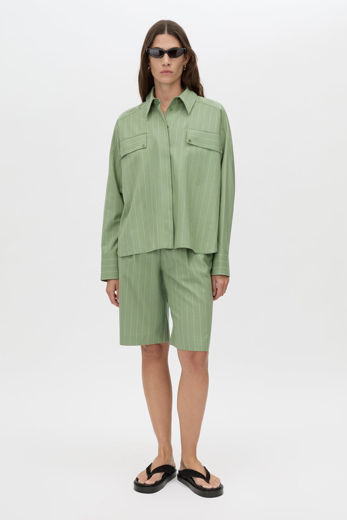 Alberto Shirt - CAMILLA AND MARC Alberto cocoon sleeve shirt in green