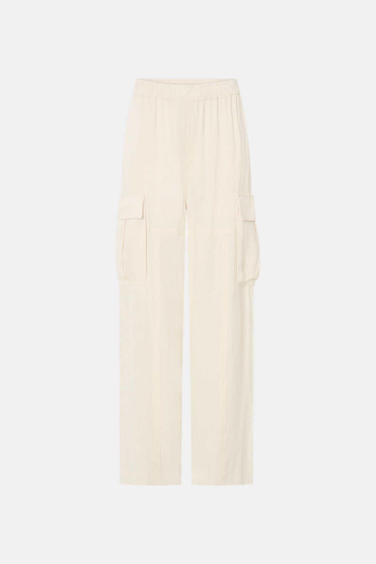Ghost view CAMILLA AND MARC Allegro Satin Pant in Cream with mid‑rise cargo fit.