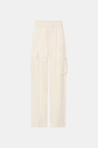 Ghost view CAMILLA AND MARC Allegro Satin Pant in Cream with mid‑rise cargo fit.