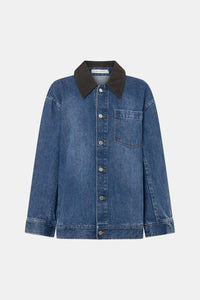 Alonzo Denim Jacket - CAMILLA AND MARC Alonzo classic blue denim bomber jacket with contrast collar