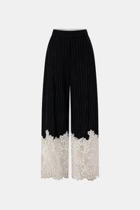 Ghost view CAMILLA AND MARC wide-leg Alvar Lace Pant in black and white stripe with scalloped lace hem.