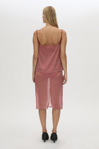 Back view CAMILLA AND MARC Arabella Cami Top in sheer dusty rose.