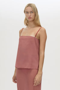 Cropped view CAMILLA AND MARC Arabella Cami Top in sheer dusty rose.