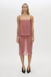 Front view CAMILLA AND MARC Arabella Cami Top in sheer dusty rose.