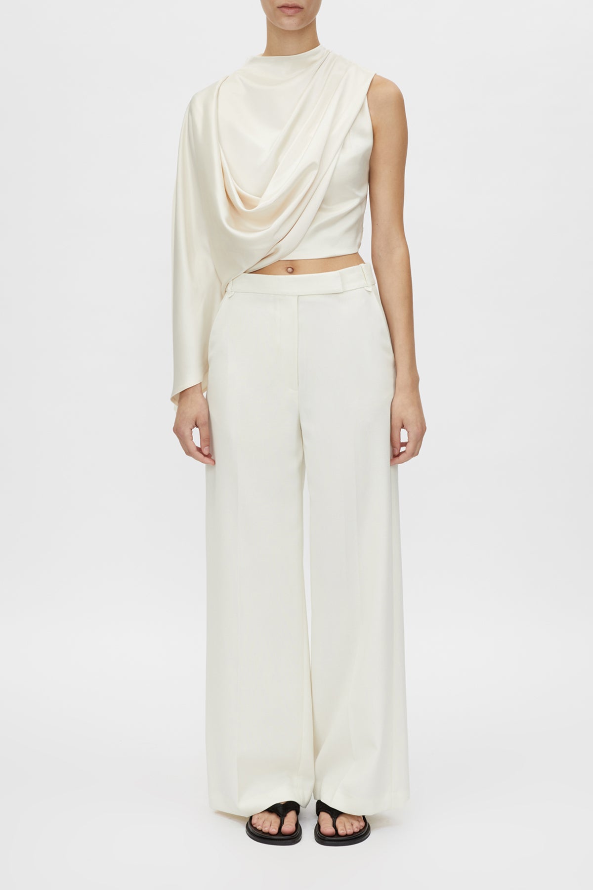 Arion Top - CAMILLA AND MARC Arion satin one-shoulder top in cream