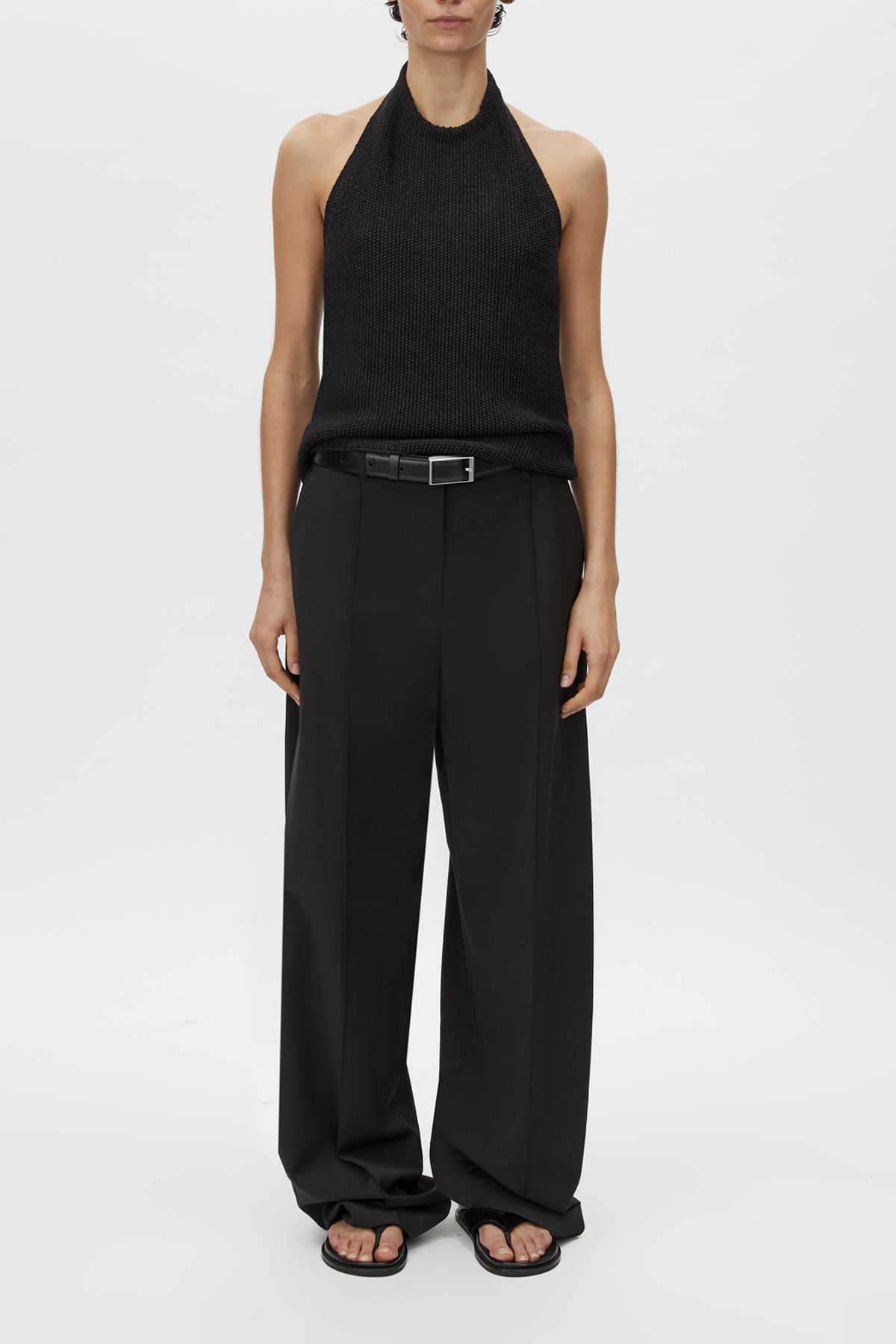 Arizona Knit Top - CAMILLA AND MARC Arizona textured knit halter top in a black cotton and paper blend