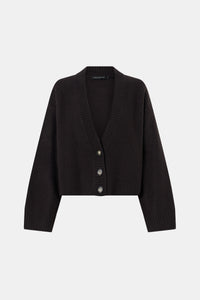 Ghost view CAMILLA AND MARC Atlas Knit Cardigan in Slate Grey with relaxed cropped silhouette.