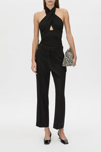 Atley Bodysuit - CAMILLA AND MARC Atley halter neck bodysuit in black, styled by twisting twice and placing over the