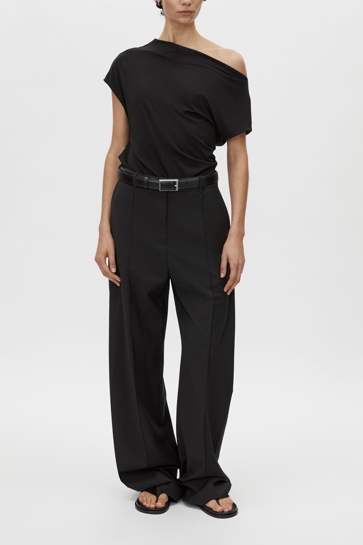 Atley Top - CAMILLA AND MARC Atley black one-shoulder top, cowls slightly at back neck