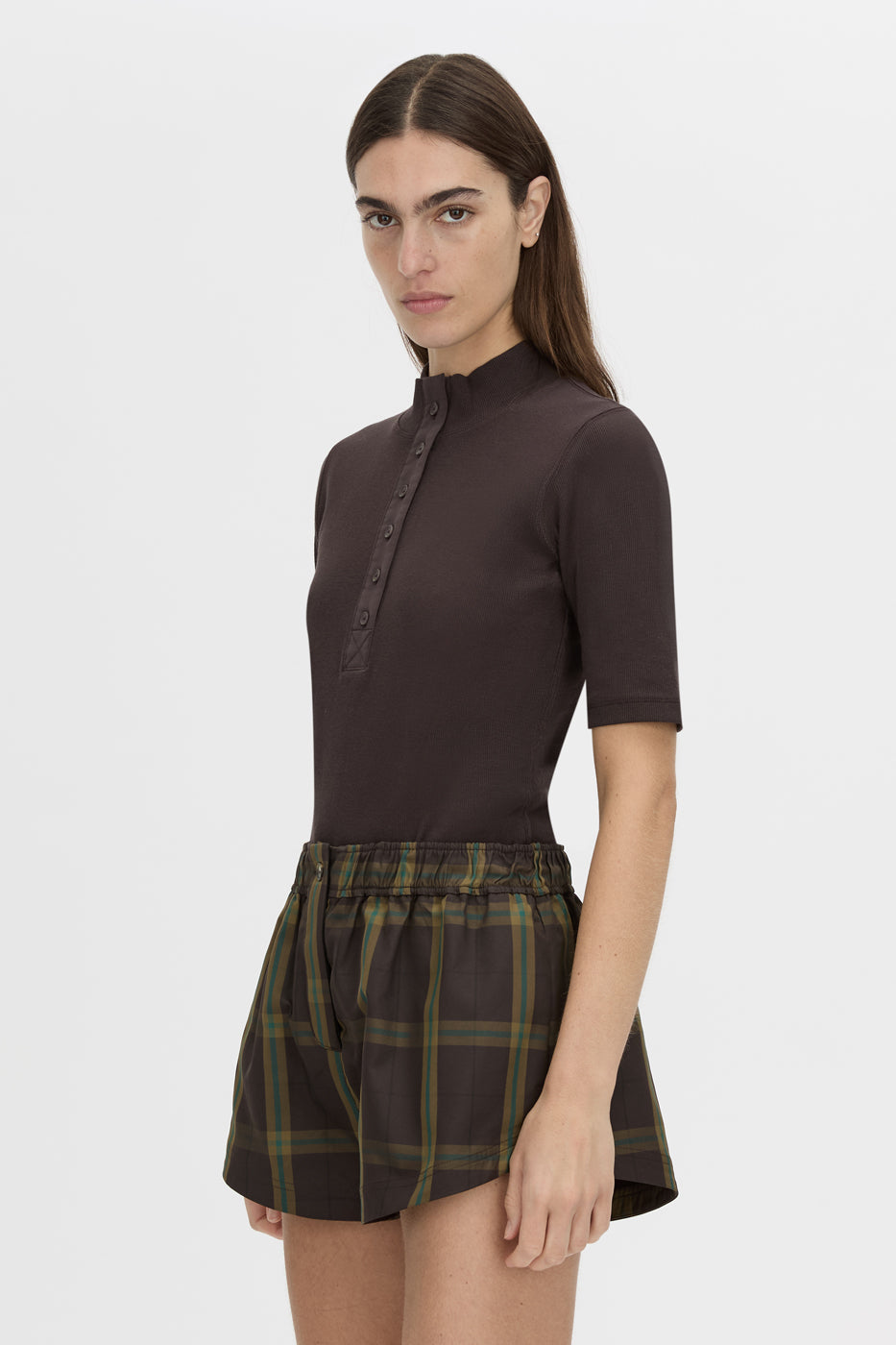 Aubrey Elbow Sleeve Rib Top