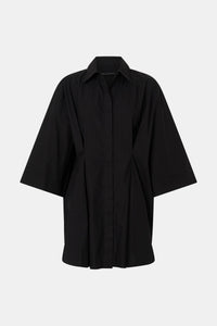 Ghost View CAMILLA AND MARC Avant collared black shirt dress with front symmetric pleat details. 
