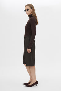 Barre High Neck Top - CAMILLA AND MARC Barre turtleneck long sleeve top in chocolate brown