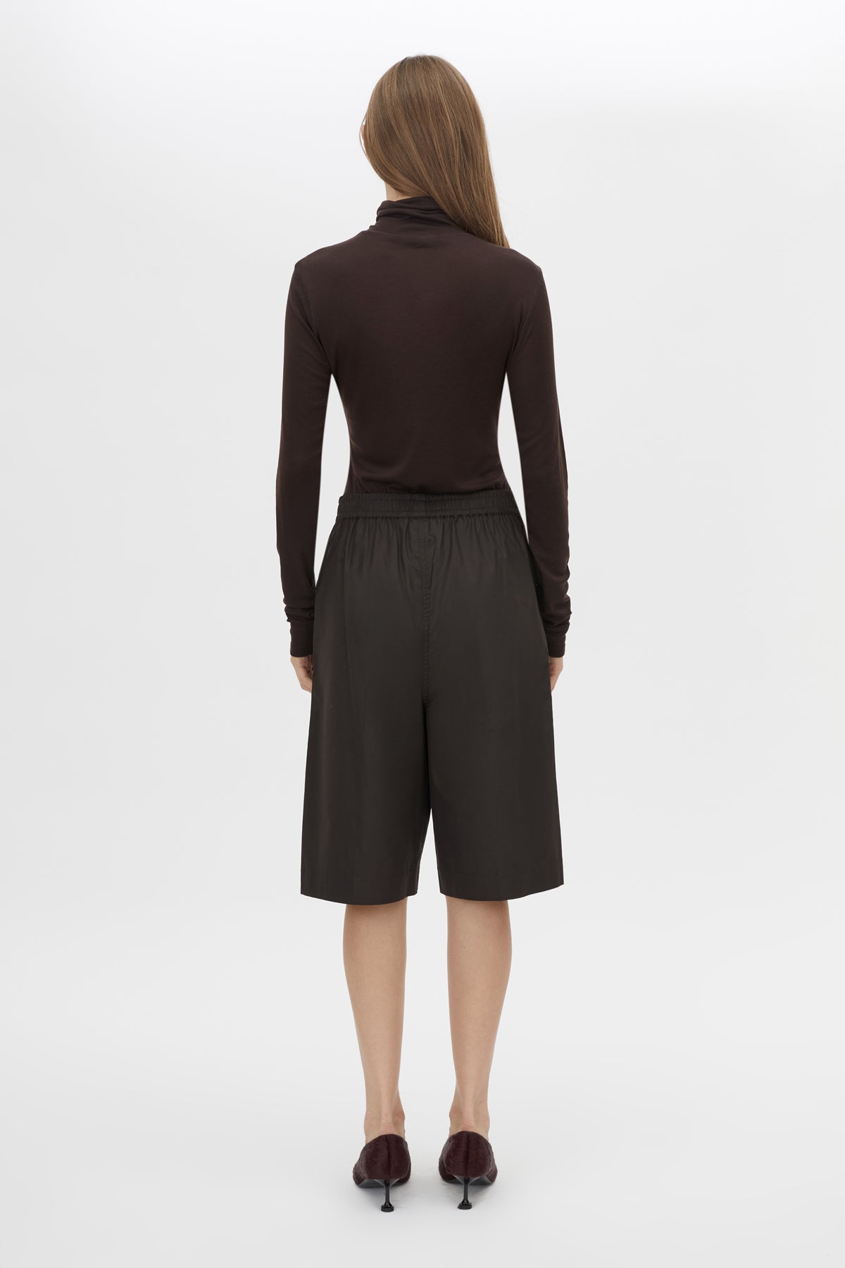 Barre High Neck Top - CAMILLA AND MARC Barre turtleneck long sleeve top in chocolate brown