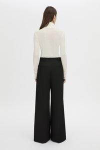 Back view CAMILLA AND MARC Barre turtleneck long-sleeve top in soft white.