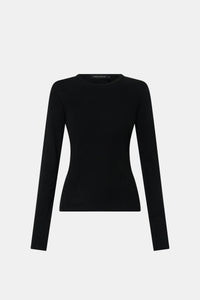 Ghost view CAMILLA AND MARC Barre Long Sleeve Top in Black with slim silhouette.
