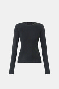 Ghost view CAMILLA AND MARC Barre Long Sleeve Top in Charcoal Grey with fitted silhouette and crew neckline.