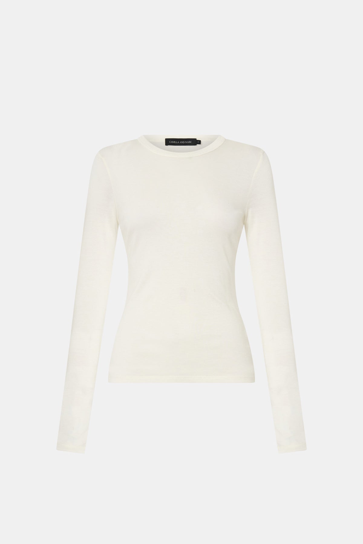 Ghost view CAMILLA AND MARC Barre Long Sleeve Top in Soft White with slim silhouette.