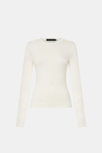 Ghost view CAMILLA AND MARC Barre Long Sleeve Top in Soft White with slim silhouette.