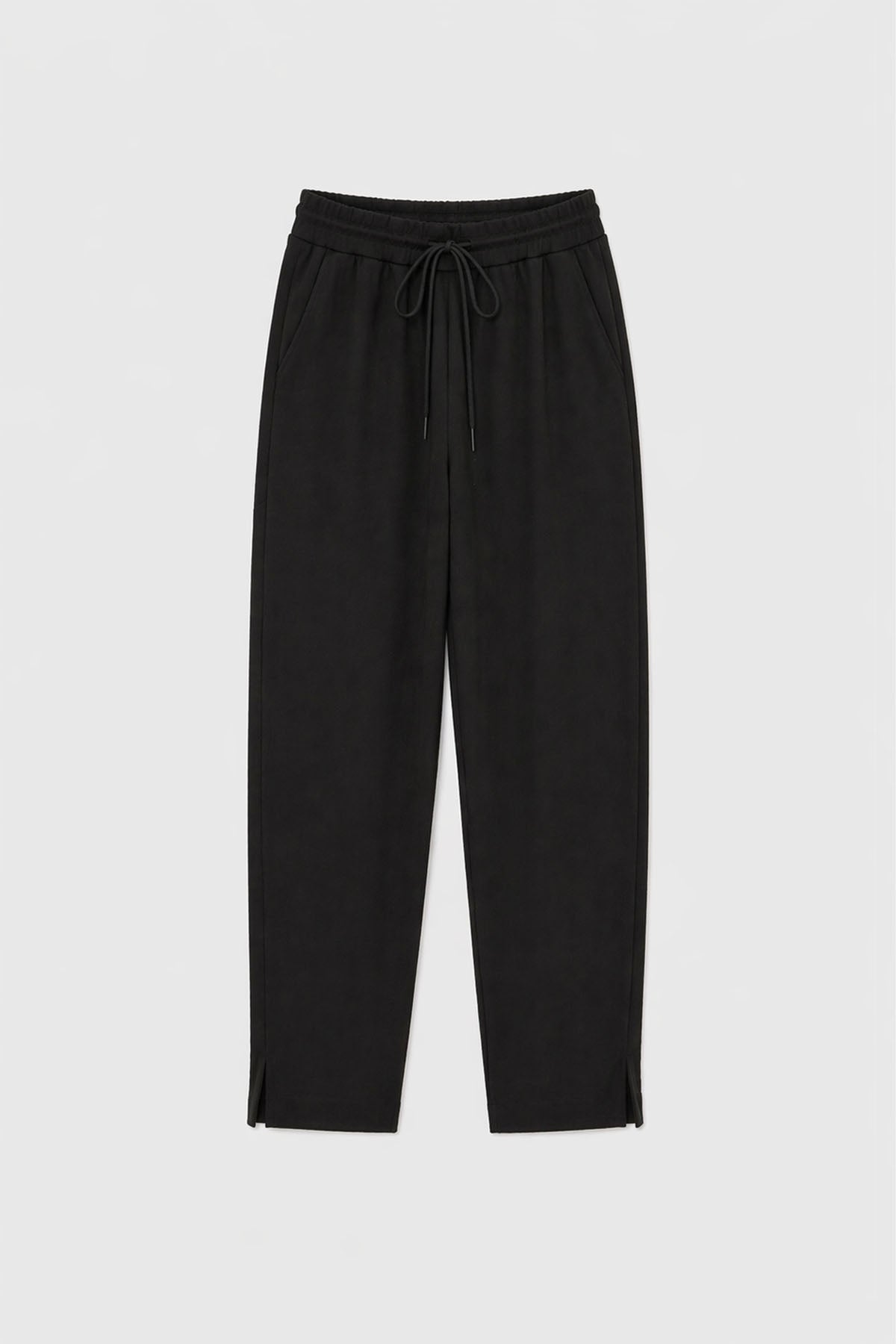 Ghost view CAMILLA AND MARC Beau Tapered Crop Pant in Black with elasticated waistband.