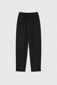 Ghost view CAMILLA AND MARC Beau Tapered Crop Pant in Black with elasticated waistband.