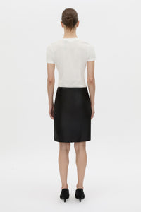 Back view CAMILLA AND MARC Birdie Fitted Print Tee in soft white with red embroidered motif detail.