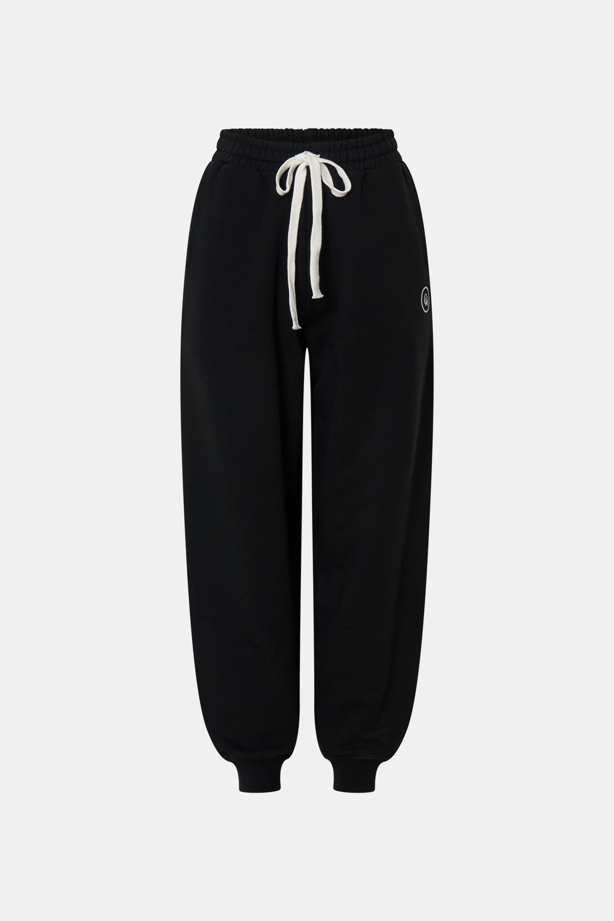 Ghost view CAMILLA AND MARC Bonnie relaxed logo track pant in black with elasticated drawcord waistband.