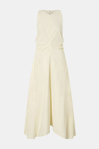 Ghost view CAMILLA AND MARC Brera midi dress in pale yellow with topstitch details and side pockets.