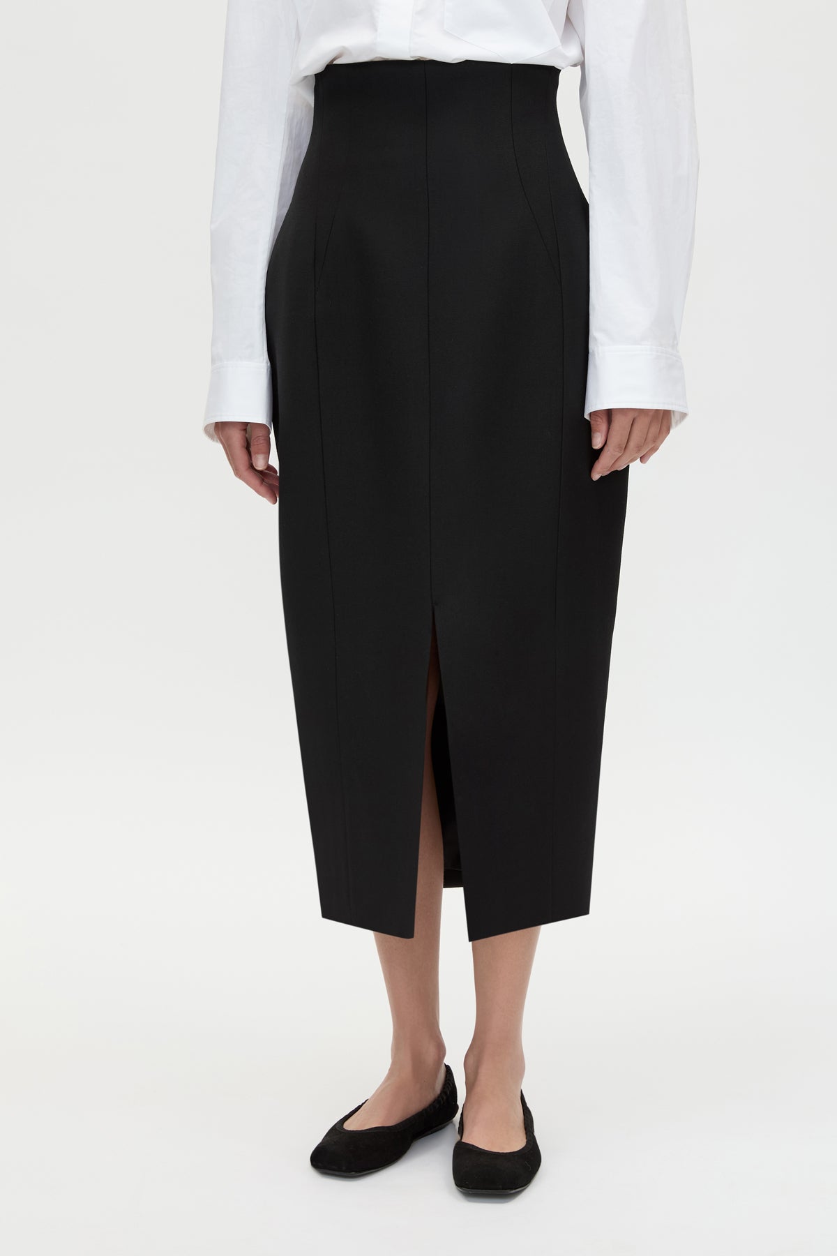 Caius High Corset Waist Midi Skirt