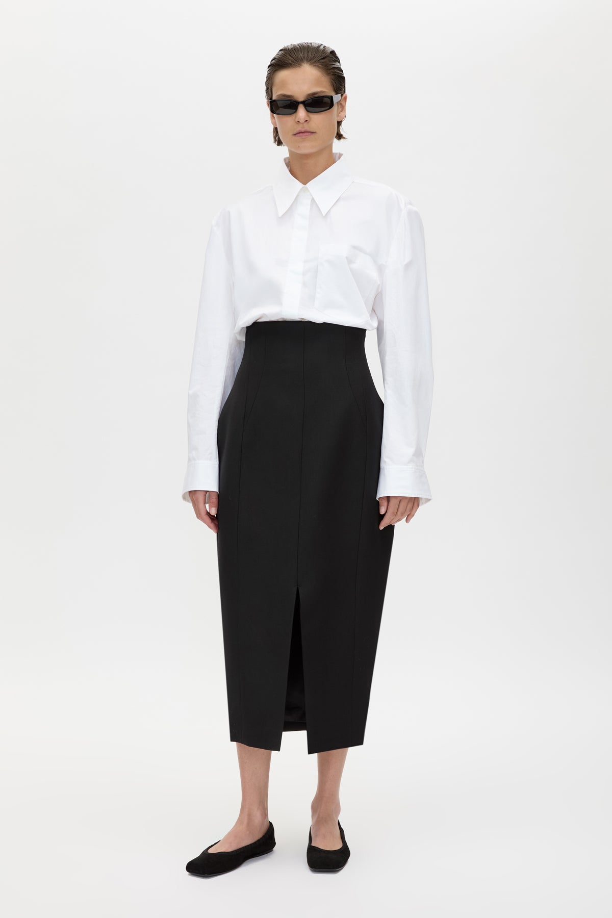 Caius High Corset Waist Midi Skirt