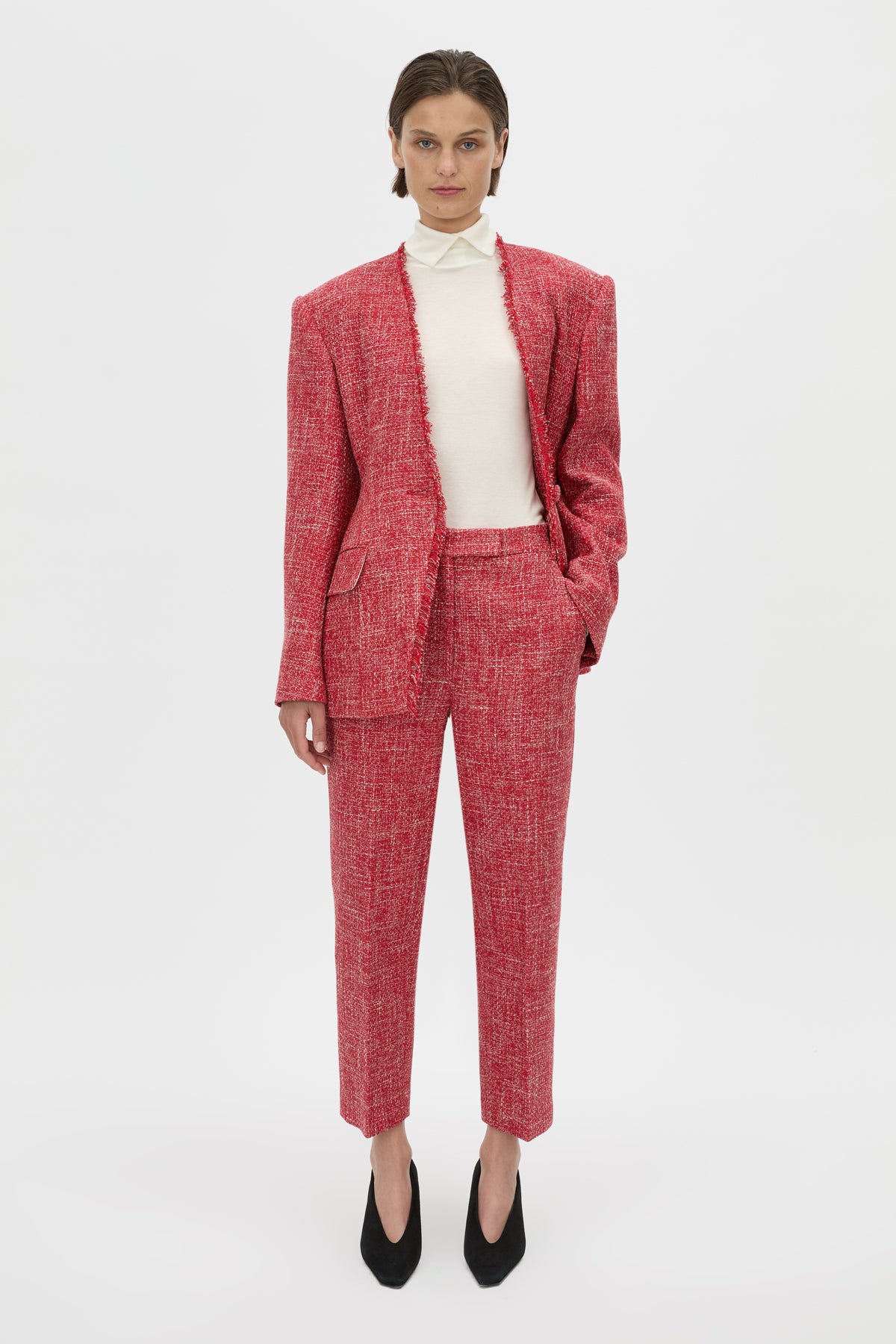 Carmine Fitted Collarless Blazer