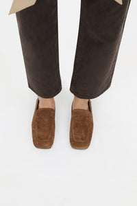Top view CAMILLA AND MARC Carolyn Loafer in Tan Italian leather with square toe and slip‑on design.  