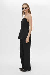 Three-quarter view CAMILLA AND MARC Cassie Crop Pant in Black with a slim tailored fit and cropped length.