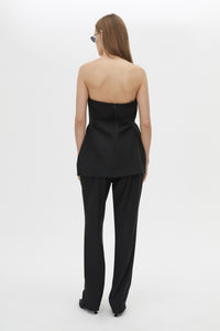 Back view CAMILLA AND MARC Cassie Crop Pant in Black with a slim tailored fit and cropped length.