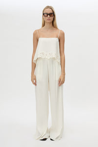 Front view CAMILLA AND MARC Chara Relaxed Pant in Cream styled with the Chara Embroidered Top.