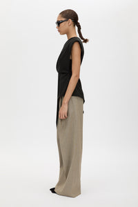 Side view CAMILLA AND MARC Ciran Asymmetric Top in Black crafted from 100% Australian wool.