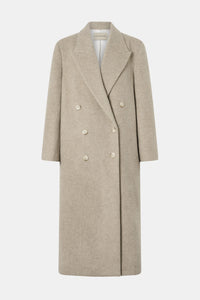 Ghost view CAMILLA AND MARC Ciro Coat in Beige with detachable scarf, crafted from 100% Australian wool. 