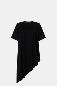 Ghost view CAMILLA AND MARC Clarity draped oversized asymmetric tee in black with raw hemline and internal french seams.