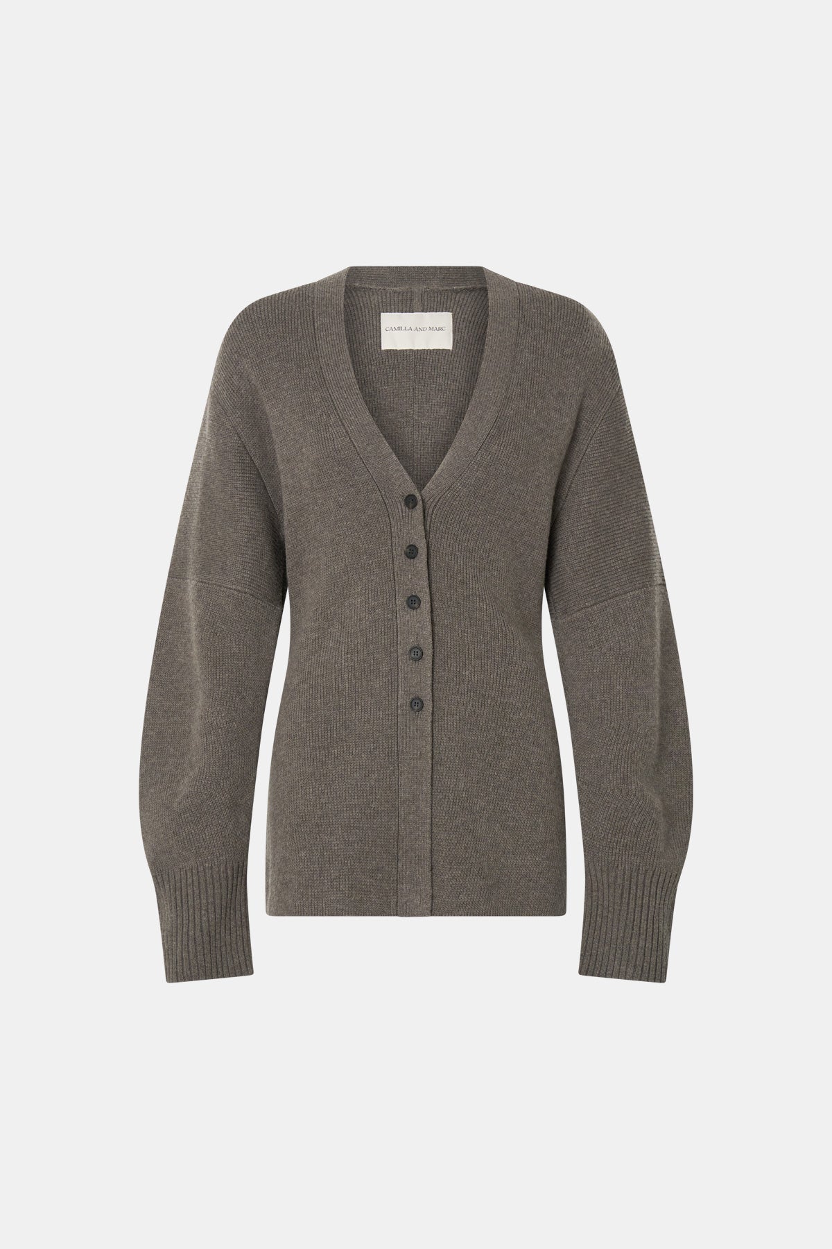 Crawford Knit Cardigan - CAMILLA AND MARC Crawford button up long-sleeve wool knit cardigan in brown