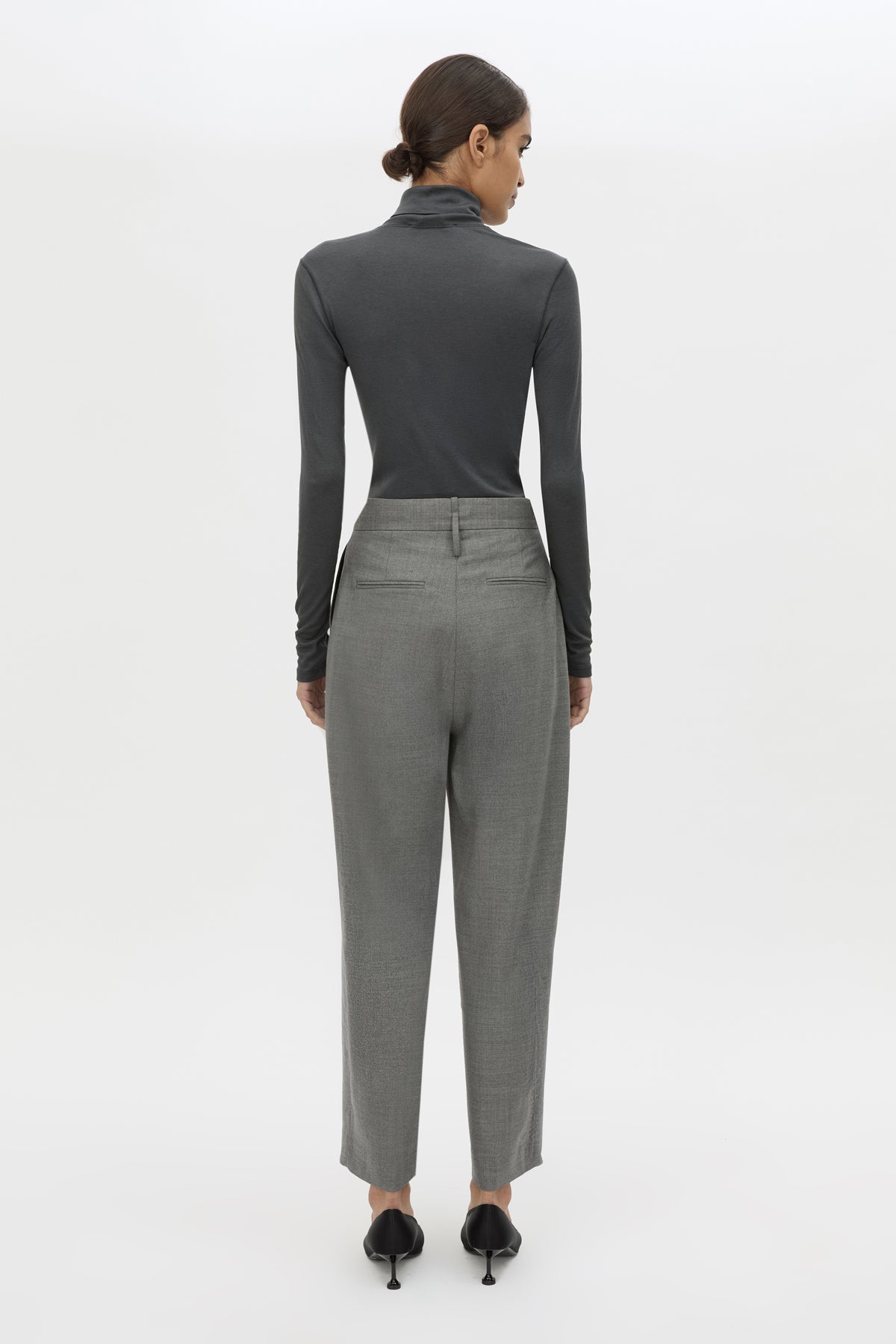 Back View - CAMILLA AND MARC tailored Crest Cropped Pant in grey marle.
